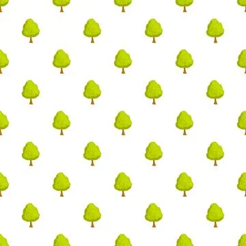 Repeating green cartoon tree pattern on white background イラスト素材