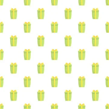 Repeating green gift box pattern on white background Stock Illustration