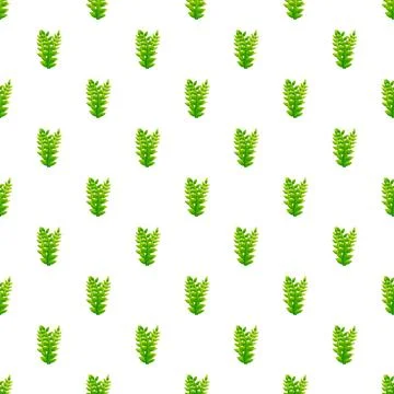 Repeating green plants pattern on solid white background Stock Illustration