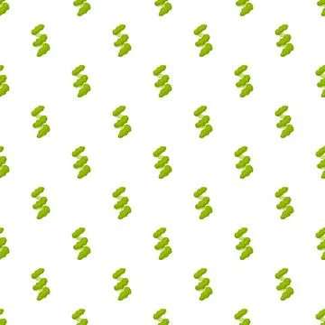 Repeating green spiral seaweed pattern on white background Stock Illustration