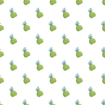 Repeating green spray bottles creating cleaning background pattern Stock Illustration
