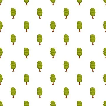 Repeating green stylized tree standing on white background 스톡 일러스트