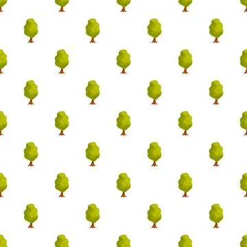 Repeating green tree pattern on white background Stock Illustration