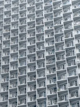 Repeating Grid Pattern, Modern Residential Building Facade, Makati, Philippines Stock Photos