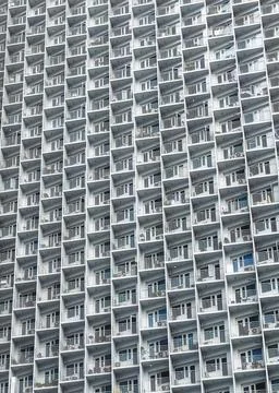 Repeating Grid Pattern, Modern Residential Building Facade, Makati, Philippines Stock Photos
