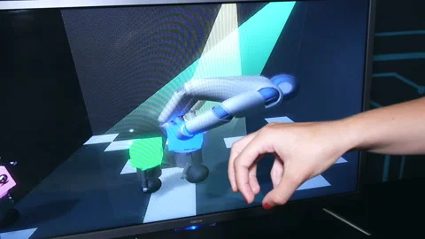 Repeating hand movements on a computer screen. Stock Footage 122396459