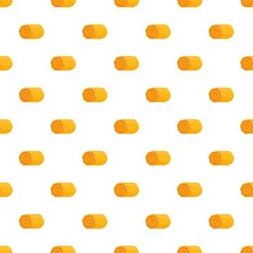 Repeating hay bale cartoon pattern on white background イラスト素材