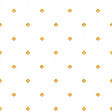 Repeating hazard warning signs creating road caution pattern Illustrazione stock