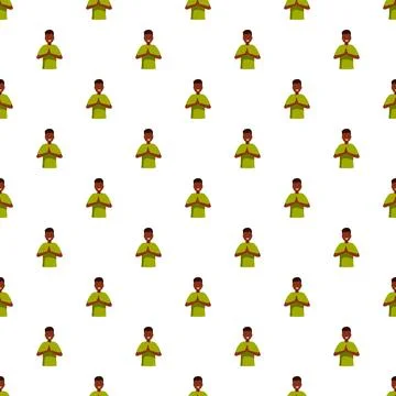 Repeating hindu man doing namaste gesture pattern イラスト素材
