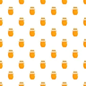 Repeating honey pot pattern on white background Stock Illustration