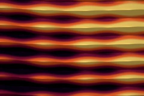 Repeating horizontal waves create a vivid abstract pattern of orange, gold,.. Illustrazione stock