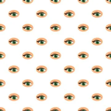 Repeating human green eyes seamless pattern design 库存插图