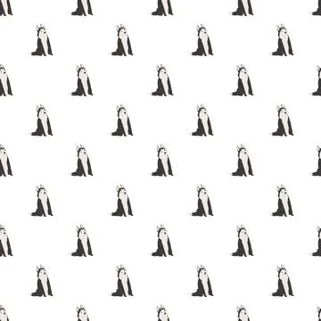 Repeating husky dog pattern creating seamless background Stock Illustration