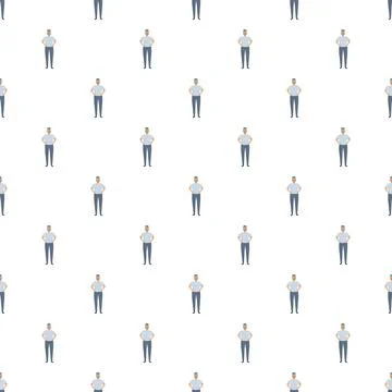 Repeating identical male worker character pattern design Stock Illustration