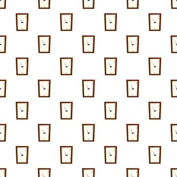 Repeating identical wooden frame clocks forming a pattern Stock Illustration