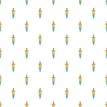Repeating indian woman in sari pattern background Stock Illustration