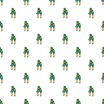 Repeating isometric robot pattern on white background 库存插图