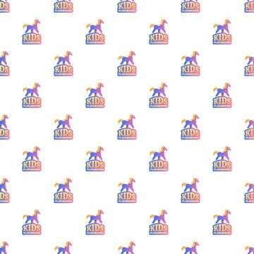 Repeating kids playground logo pattern with rocking horse toy Stock Illustration