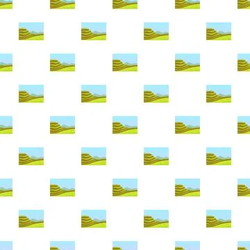 Repeating landscape pattern with green hills and blue sky Stock Illustration