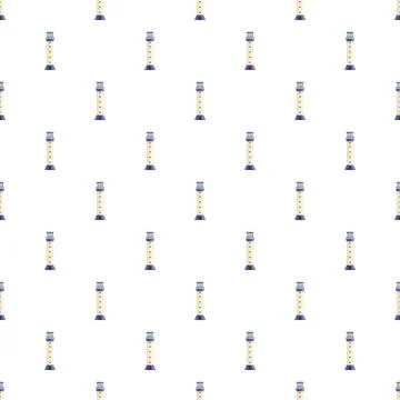 Repeating lighthouse towers forming nautical seamless pattern Stock Illustration
