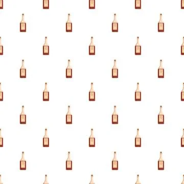 Repeating liquor bottle pattern for alcoholic beverage background Stock Illustration