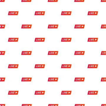 Repeating live streaming broadcasting icon pattern background Illustrazione stock