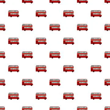 Repeating london double decker bus pattern illustrating travel 스톡 일러스트