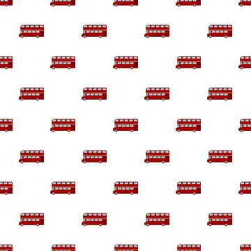 Repeating london red double decker bus pattern Stock Illustration