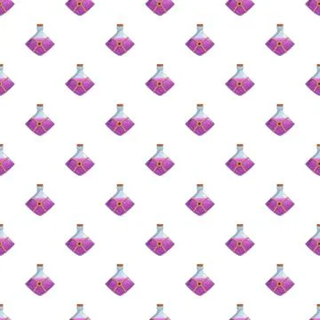 Repeating magic potion bottles seamless pattern background Illustrazione stock