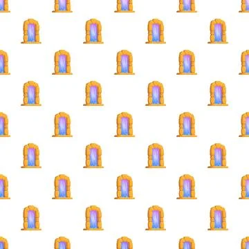 Repeating magical portal pattern with fantasy gateway design Stockillustratie