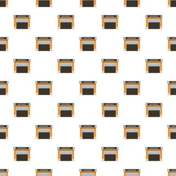 Repeating maintenance garage workshop buildings pattern design Illustrazione stock