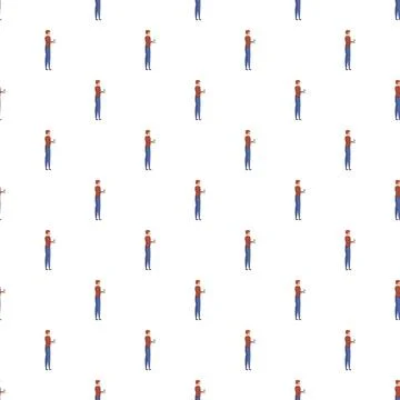 Repeating man holding beverage seamless pattern background Stock Illustration