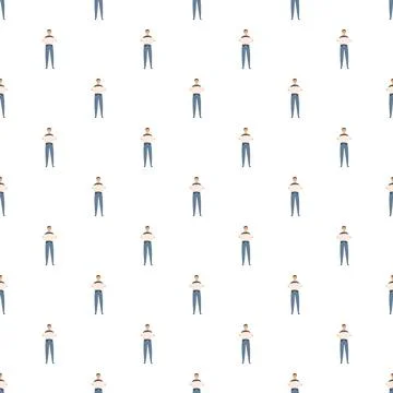 Repeating man holding blank board seamless pattern Stock Illustration