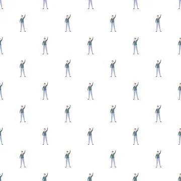 Repeating man illustration waving hand seamless pattern 스톡 일러스트