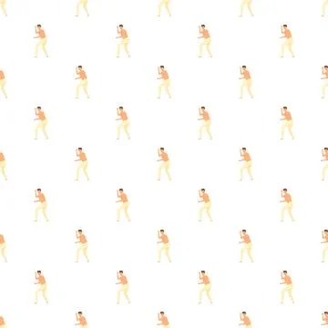 Repeating man pattern with orange shirt and beige pants 库存插图