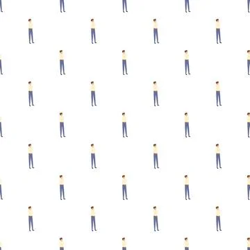 Repeating man pattern thinking or waiting seamless Stock Illustration