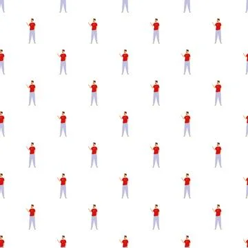 Repeating man in red presenting seamless pattern Stock Illustration