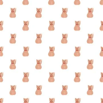 Repeating maneki neko cats bringing good luck pattern Stock Illustration