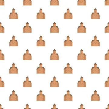 Repeating medieval armenian church building pattern Ilustración de archivo