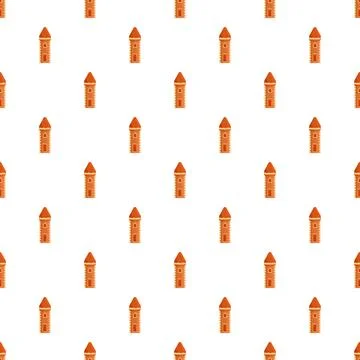 Repeating medieval tower illustration forming seamless pattern Stock Illustration
