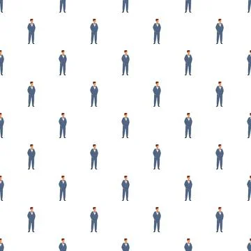 Repeating men in blue suits seamless pattern Stock Illustration