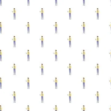 Repeating men in pattern holding smartphone concept Stock Illustration
