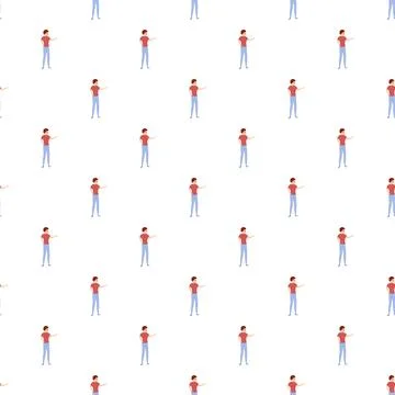 Repeating men pattern, presenting or pointing gesture Illustrazione stock