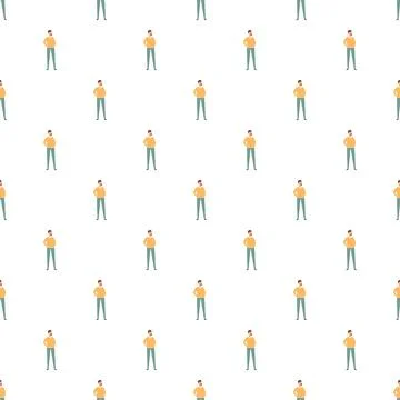 Repeating men pattern representing individuality and group identity Stock Illustration