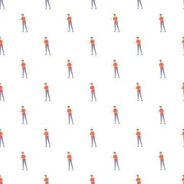 Repeating men in red shirts seamless pattern background Stock Illustration