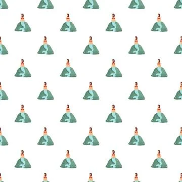 Repeating mermaid sitting on rock pattern design 스톡 일러스트