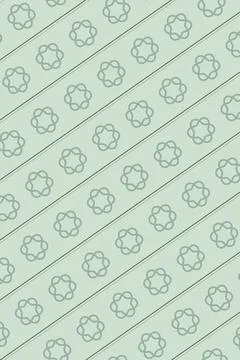 A repeating mint green background features delicate interlocking floral mot.. Stock Illustration