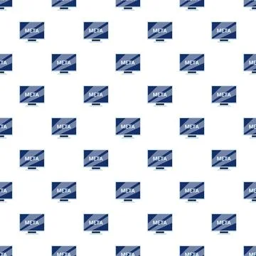 Repeating monitors displaying meta text technology pattern Stock Illustration