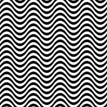 Repeating monochrome 3D wave line pattern Stock Illustration
