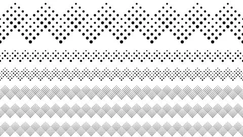 Repeating monochrome circle pattern page divider set Stock Illustration